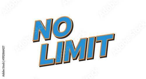 No Limit Text - Blue and Brown 3D Bold Letters on White Background