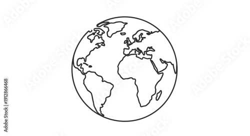 Outline Globe Earth Icon on White Background