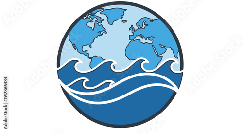 Planet Earth with Ocean Waves Graphic