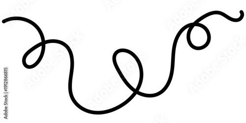  Abstract curvy line drawing with continuous flowing curves and wavy patterns creating an elegant decorative design element on white background