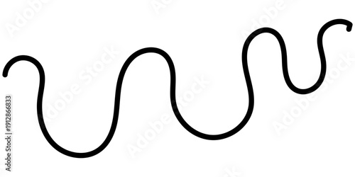 Wavy black curve illustration with squiggly loops and organic flowing lines perfect for modern graphic design projects and creative branding materials