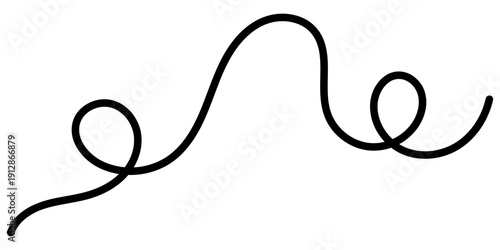 Abstract curved line drawing with flowing squiggles and wavy patterns. Minimalist black thread design creates elegant continuous loops for modern graphic projects.