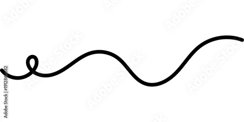  Abstract line art with flowing squiggle curves and wavy patterns. Modern vector design featuring continuous cable-like threads in minimalist black style.