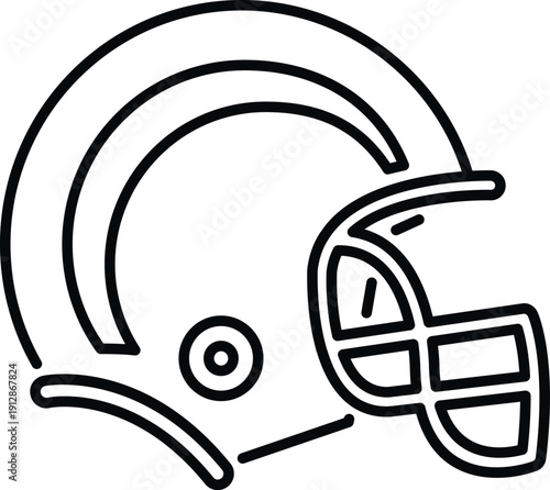 American football helmet line art icon representing sport, protection, and safety
