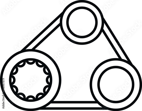 Timing belt mechanism with three cogs and belt delivering engine power