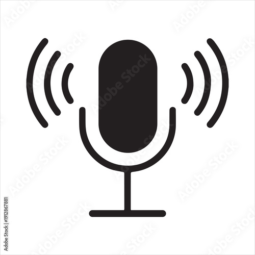 Microphone silhouette vector icon illustration