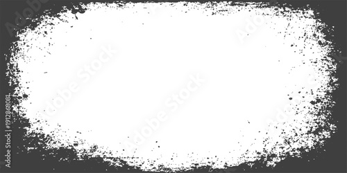 Abstract grunge frame design featuring black ink splat texture with liquid paint splashes and vector spray patterns on a dirty artistic border