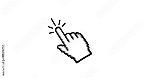 Stylized Hand Cursor Clicking Icon for Website and Application Interface Design
