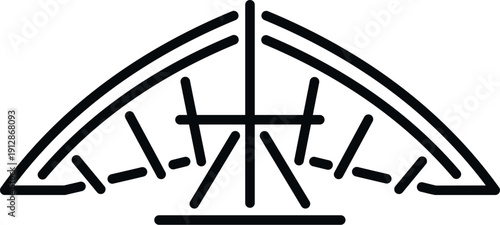 Abstract geometric structure forming an arch with various connecting lines inside