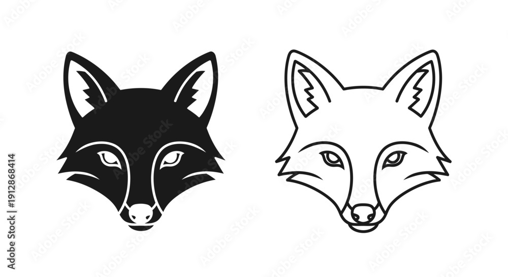 Fototapeta premium Fox animal face illustration vector art design template Vector
