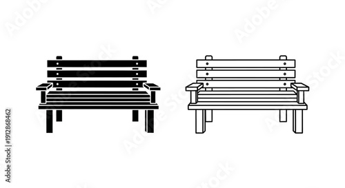 Modern park bench design, minimalist outdoor furniture, contemporary seating solution Vector