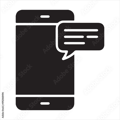 Smartphone chat bubble silhouette vector icon
