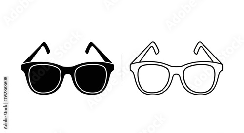 Black sunglasses transforming into glasses with clear frames and lenses Vector