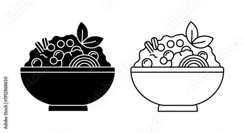 Healthy food bowls with fresh fruits and vegetables for balanced diet Vector