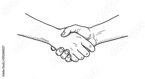 Hand drawn handshake illustration symbolizing agreement, partnership, and collaboration between