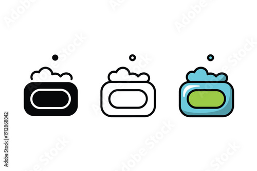 Soap bar icons show different styles of cleansing product containers.