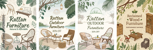Stylish rattan furniture collection for outdoor and indoor spaces with discount offers.