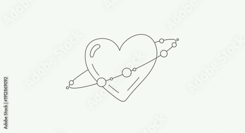 Minimalist heart with planet design represents love and intergalactic connection perfect for