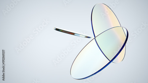 Schilderij op canvas Precise elegant iridescent discs glass plates in minimalist movement