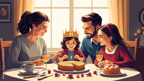 Joyful family celebration with cake and laughter