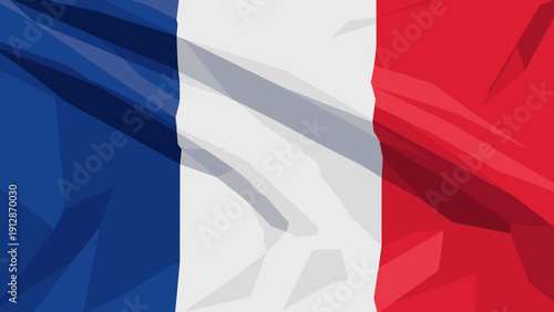 Abstract geometric french flag with polygonal triangular pattern design