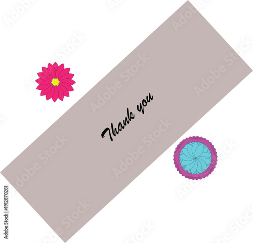 A gracious thank you card featuring floral designs and a diagonal ribbon background