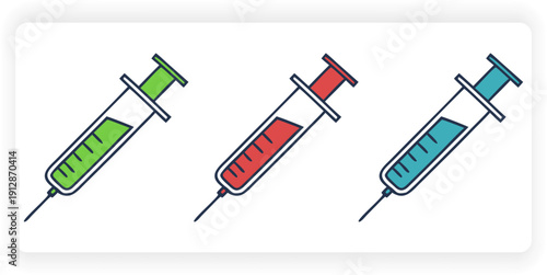 Syringe Injection Icon – Vaccination and Medical Equipment Vector Illustration.