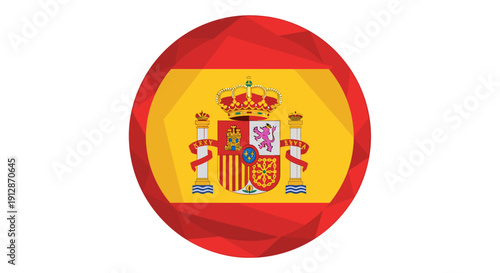 Geometric spanish flag emblem with bold colors and modern design