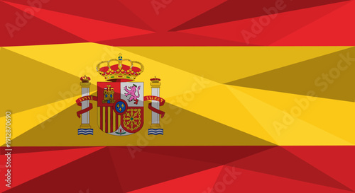 Geometric spanish flag design with national emblem