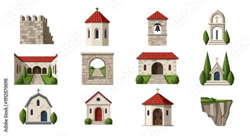 Charming medieval architecture: diverse church and chapel designs