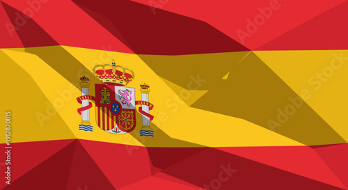 Geometric spanish flag with low poly design and bold colors
