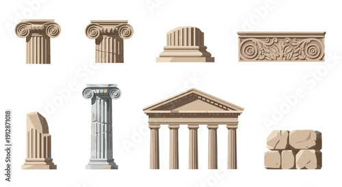 Architectural elements: classic greek and roman column designs