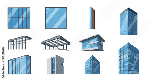 Modern architectural elements featuring stylish glass facades in contemporary designs