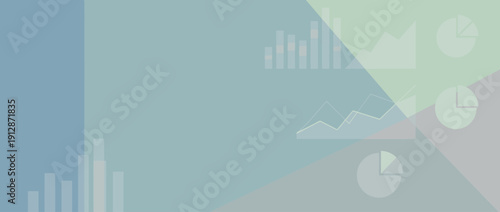 Panoramic Vector Banner Illustration of a Minimalist Fintech Dashboard Style Background with Abstract Charts, Graphs, and Geometric Shapes for Business, Finance, and Data Analysis Presentation.