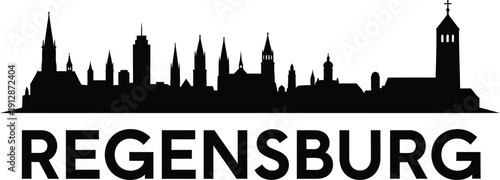 Regensburg city skyline silhouette with buildings and towers  urban landscape