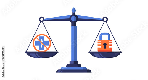A visual representation of an ethical dilemma, balancing the importance of public health and safety with individual privacy and data security concerns.