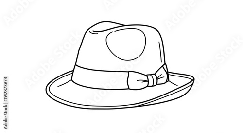 Elegant Outlined Fedora Hat with Bow Detail for Fashion and Style Creations