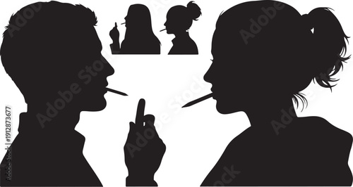 Silhouette of couple sharing a secret message quietly together