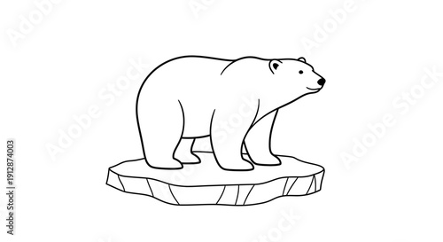 Simple drawing of a polar bear standing on an ice floe representing climate change issues