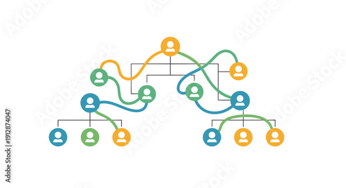 A vibrant, interconnected organizational chart illustrates complex relationships and hierarchical structures within a dynamic business network.