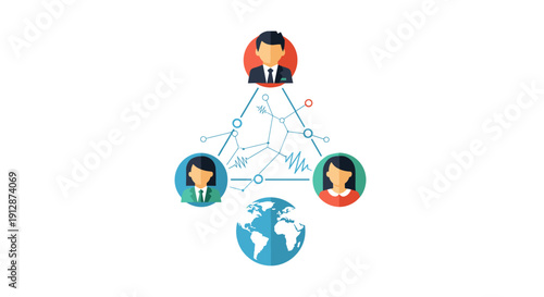 This illustrative image depicts a global network of connected individuals, symbolizing business collaboration, social interaction, and worldwide communication.