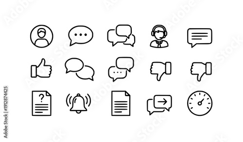 Customer Support and Feedback Line Icons Editable Stroke Vector Set for Digital Services