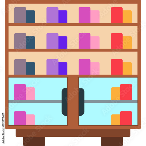 wooden shelf with books