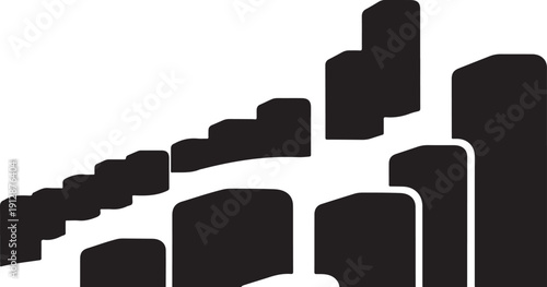 Black cityscape silhouette on white background graphic design element