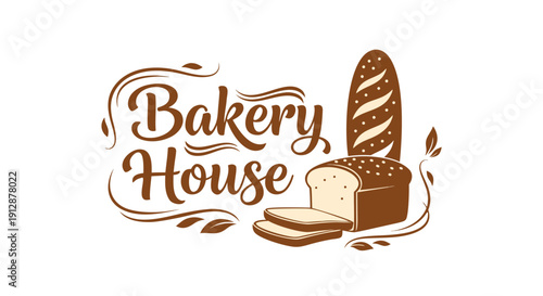 Bakery House Logo Design Delicious Bread and Pastry Illustration for Food Businesses