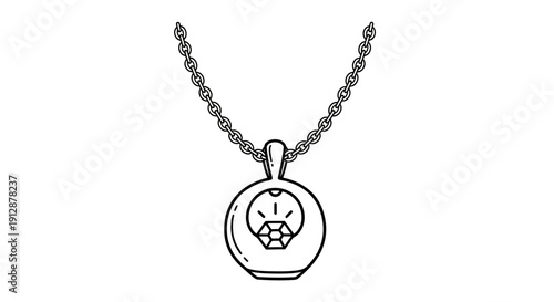 Elegant diamond pendant necklace drawing with intricate chain design and gemstone detail