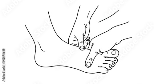 Foot massage outline illustration showcasing relaxation and care for body wellness
