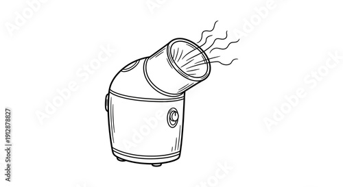 Stylized line drawing of a vintage hot air popcorn popper illustration design