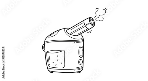 Illustration of a steam inhaler for respiratory relief and wellness treatment
