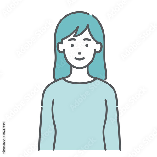 笑顔の若い女性・成人女性のイラスト（上半身・正面）